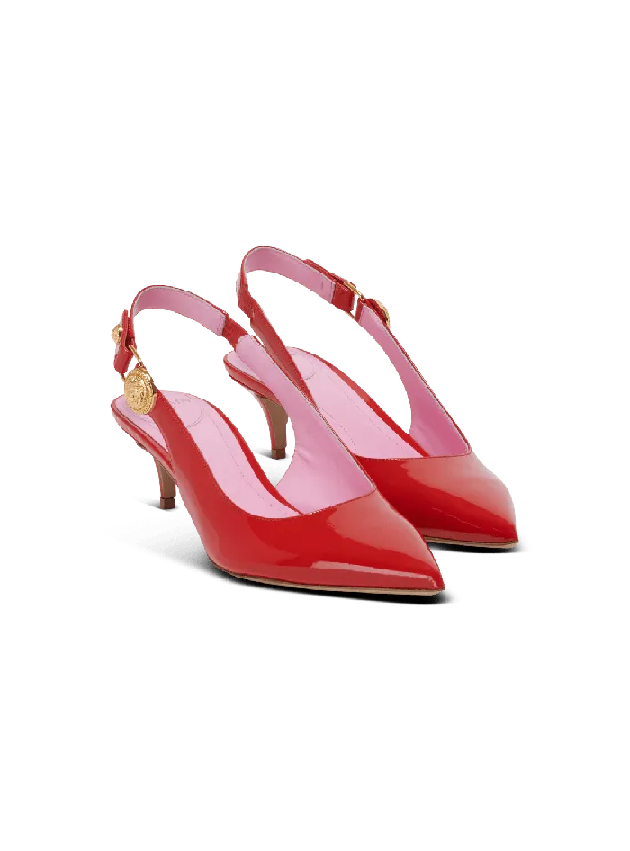 Balmain Eva Kitten Slingbacks In Patent Leather Red Women High Heels and Pumps