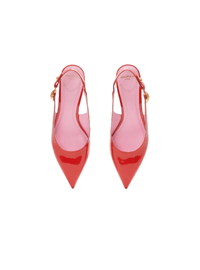 Balmain Eva Kitten Slingbacks In Patent Leather Red Women High Heels and Pumps