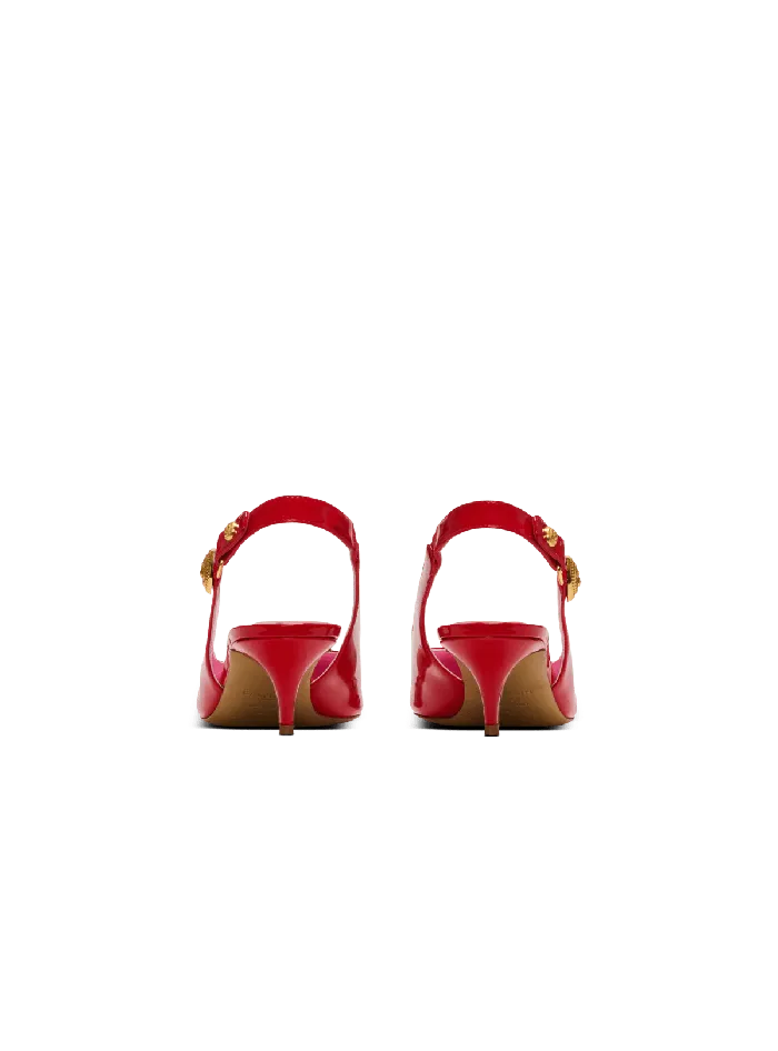 Balmain Eva Kitten Slingbacks In Patent Leather Red Women High Heels and Pumps