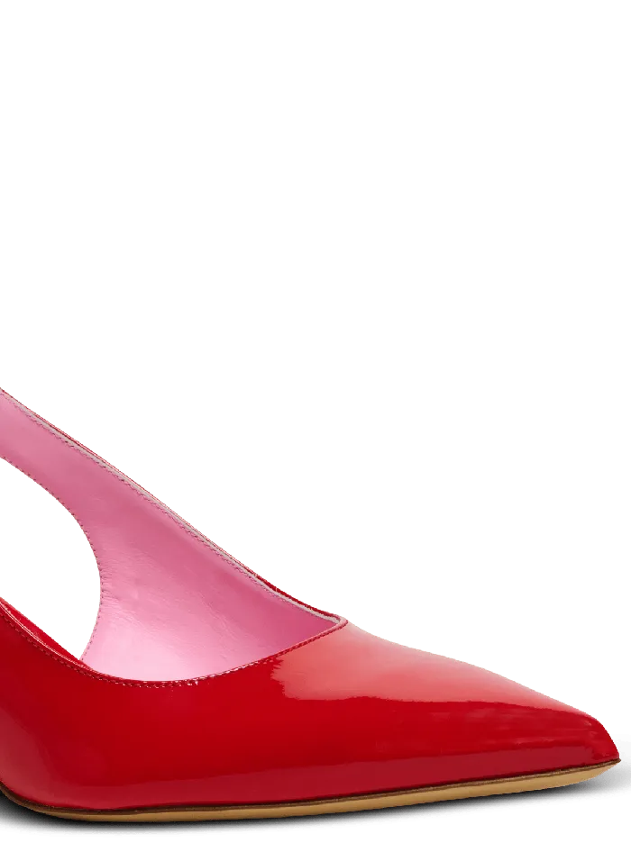 Balmain Eva Kitten Slingbacks In Patent Leather Red Women High Heels and Pumps