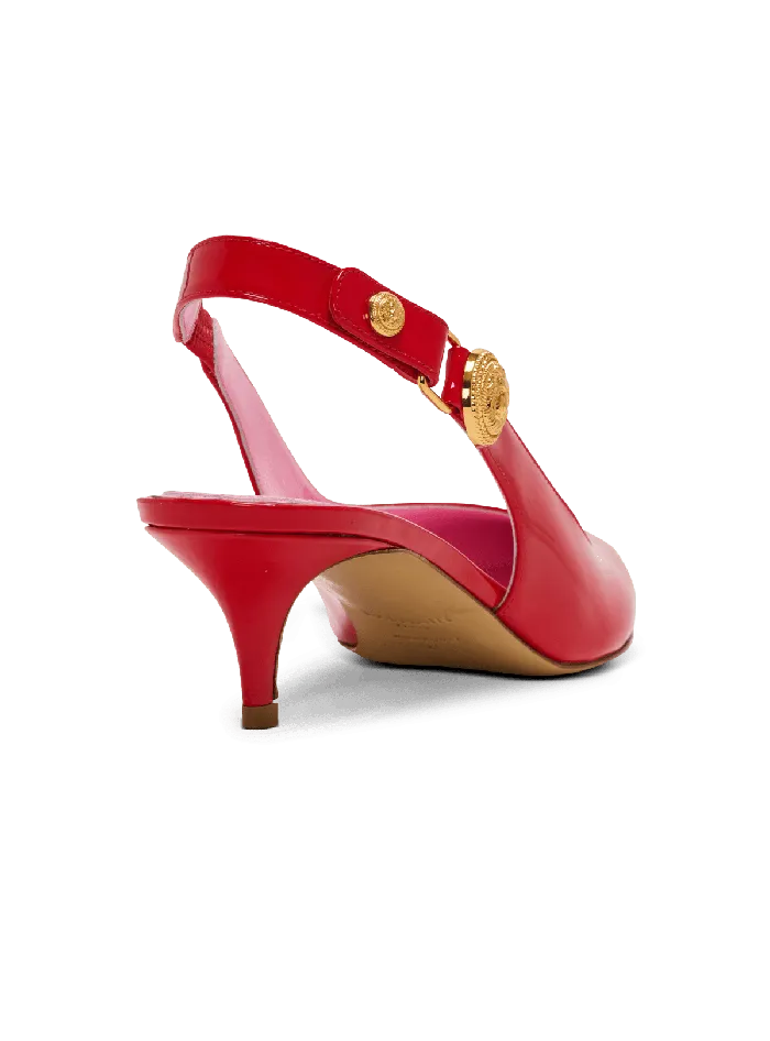 Balmain Eva Kitten Slingbacks In Patent Leather Red Women High Heels and Pumps