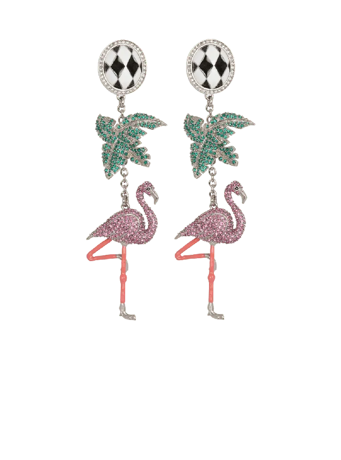 Balmain Flamingo Pendant Earrings Multicolor Women Fashion Jewelry