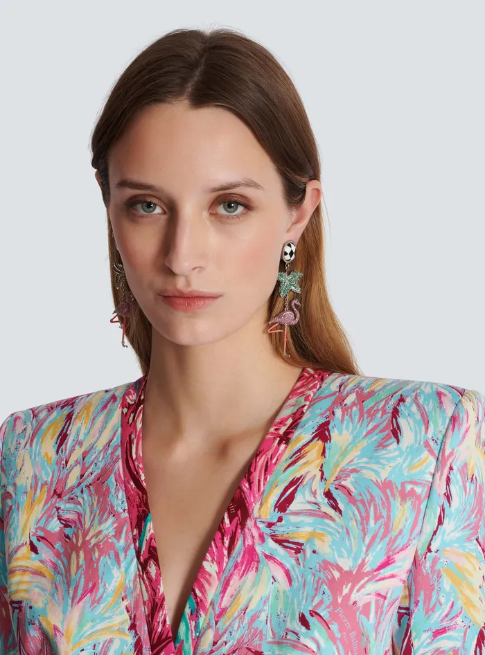 Balmain Flamingo Pendant Earrings Multicolor Women Fashion Jewelry