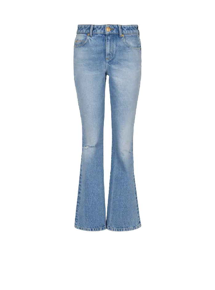 Balmain Flared Denim Jeans Blue Women Denim