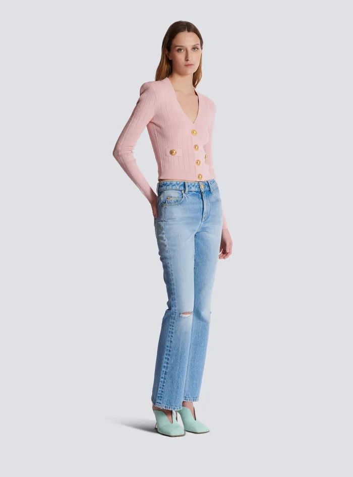 Balmain Flared Denim Jeans Blue Women Denim