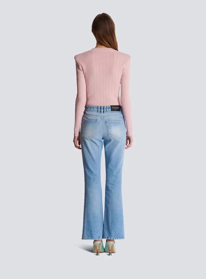 Balmain Flared Denim Jeans Blue Women Denim