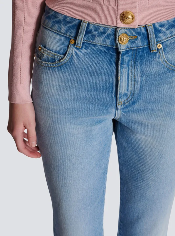 Balmain Flared Denim Jeans Blue Women Denim