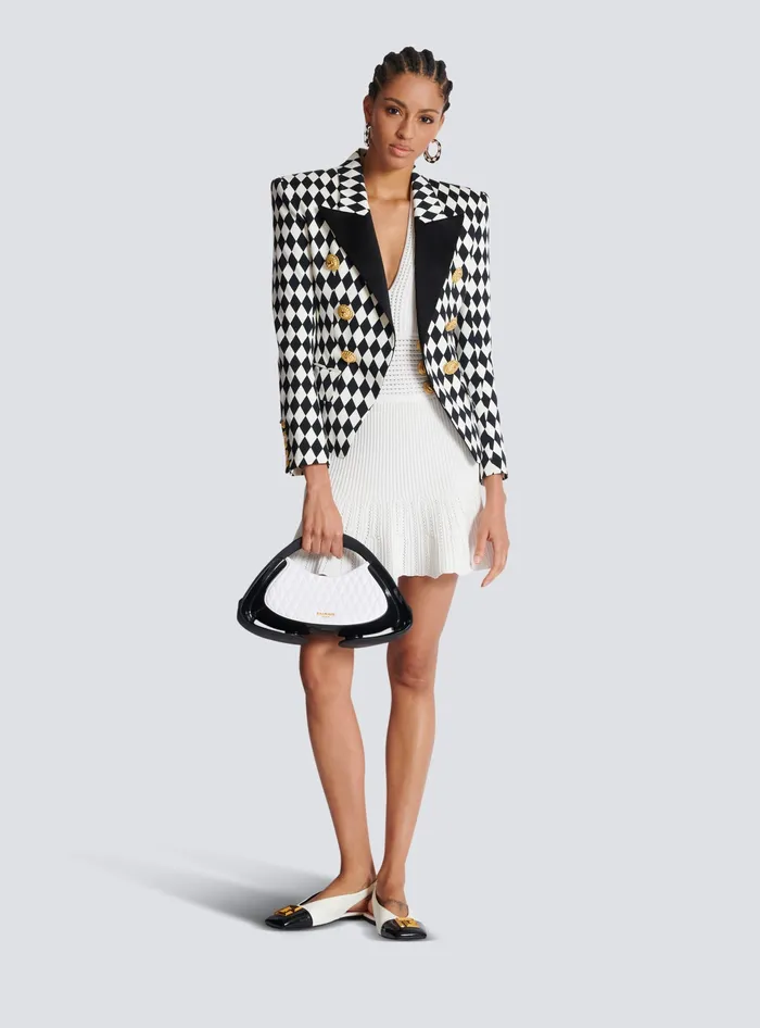 Balmain Flared Knit Dress White Women Dresses