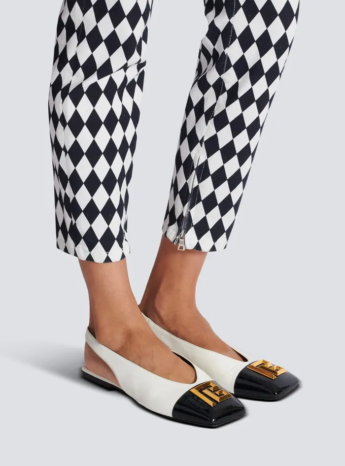 Balmain Flat Eden Slingbacks In Twotone Leather White Women Flat Shoes