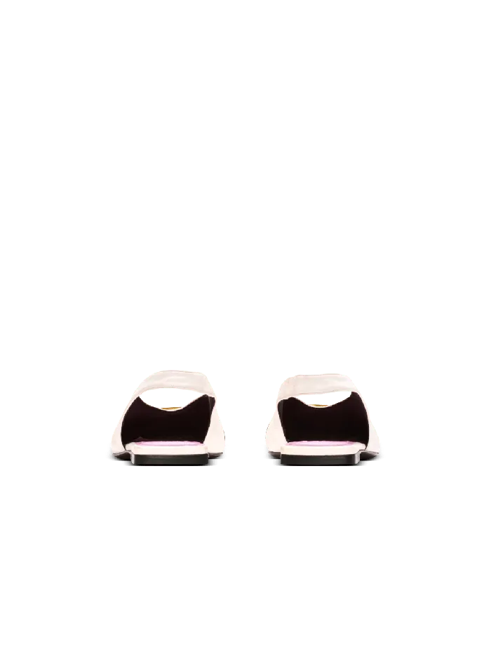 Balmain Flat Eden Slingbacks In Twotone Leather White Women Flat Shoes
