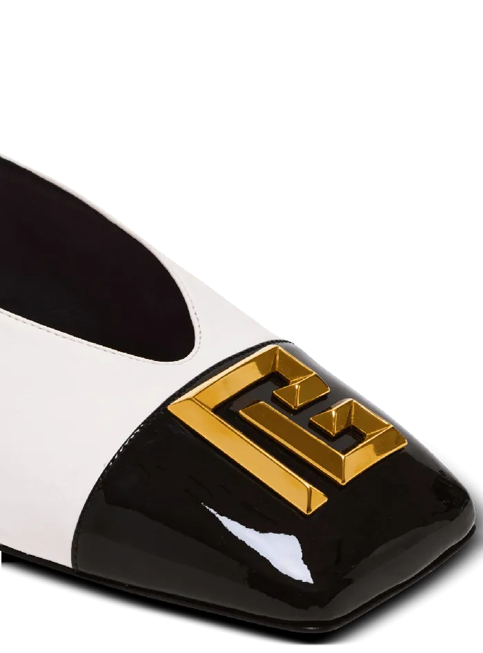Balmain Flat Eden Slingbacks In Twotone Leather White Women Flat Shoes