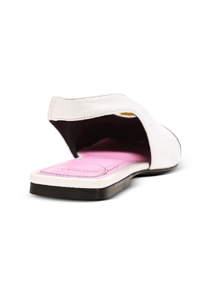 Balmain Flat Eden Slingbacks In Twotone Leather White Women Flat Shoes
