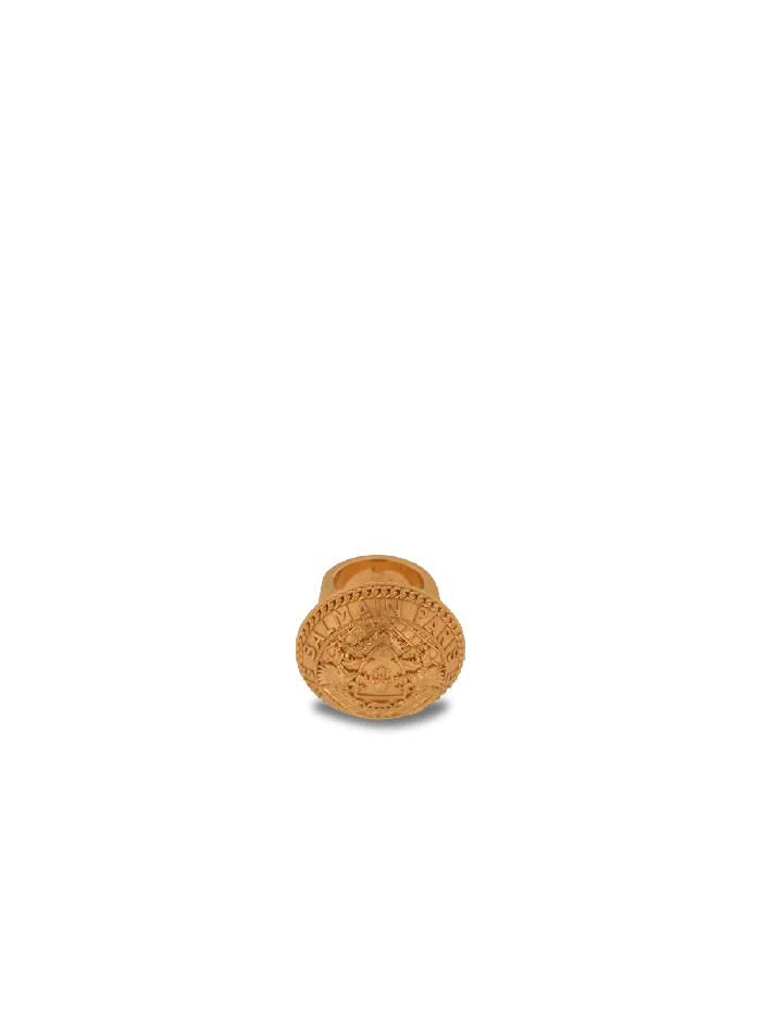 Balmain Goldtone Brass Coin Ring Gold Women Fashion Jewelry