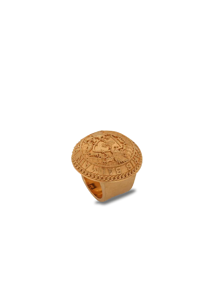 Balmain Goldtone Brass Coin Ring Gold Women Fashion Jewelry