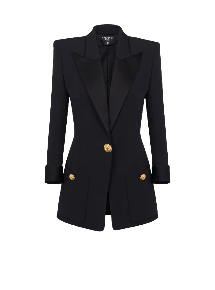 Balmain Grain De Poudre 1button Jacket Black Women Jackets And Blazers