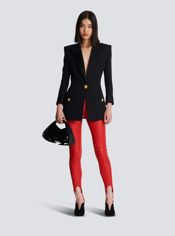 Balmain Grain De Poudre 1button Jacket Black Women Jackets And Blazers