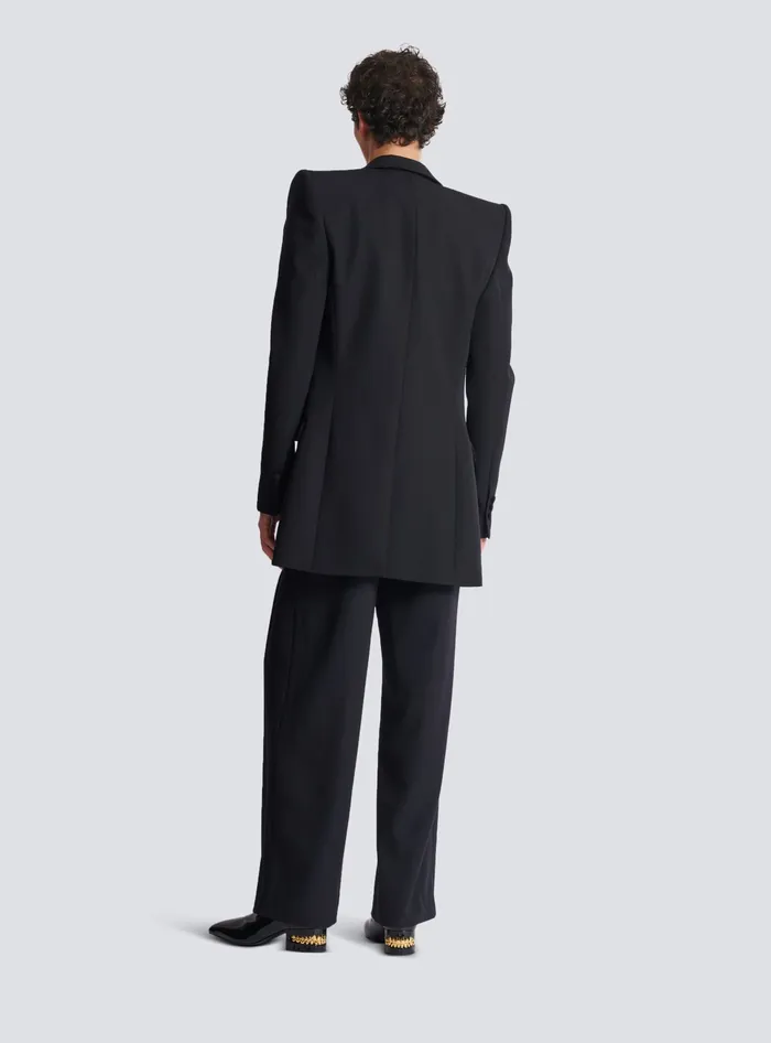 Balmain Grain De Poudre 1button Jacket With Shoulder Pads Black Men Jackets And Blazers
