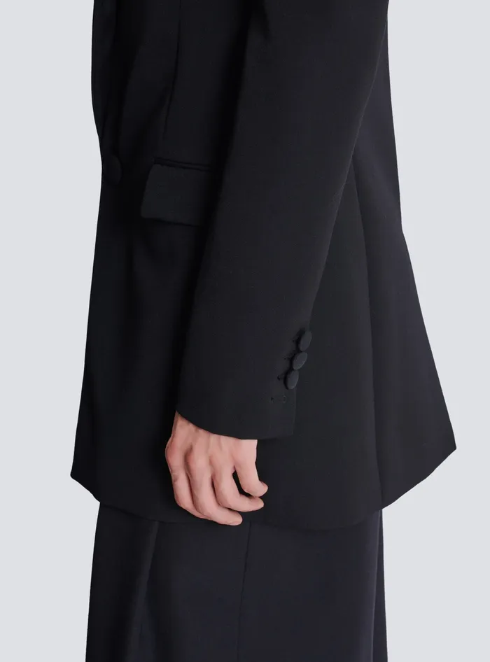 Balmain Grain De Poudre 1button Jacket With Shoulder Pads Black Men Jackets And Blazers