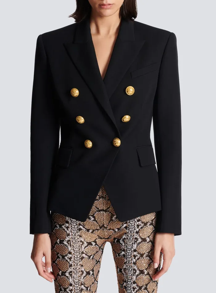Balmain Grain De Poudre 6button Jacket Black Women Jackets And Blazers