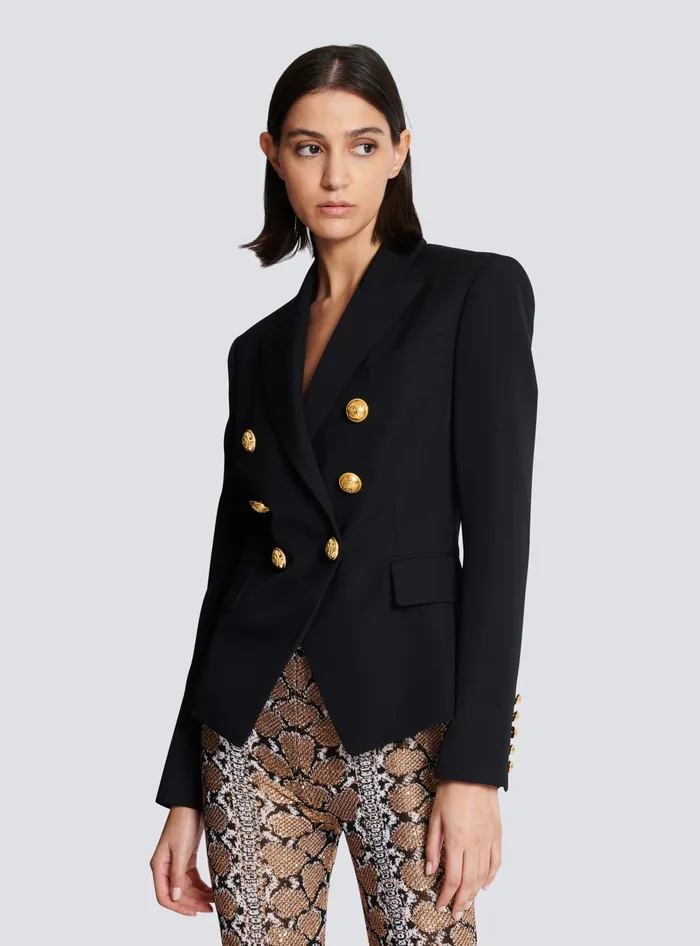 Balmain Grain De Poudre 6button Jacket Black Women Jackets And Blazers