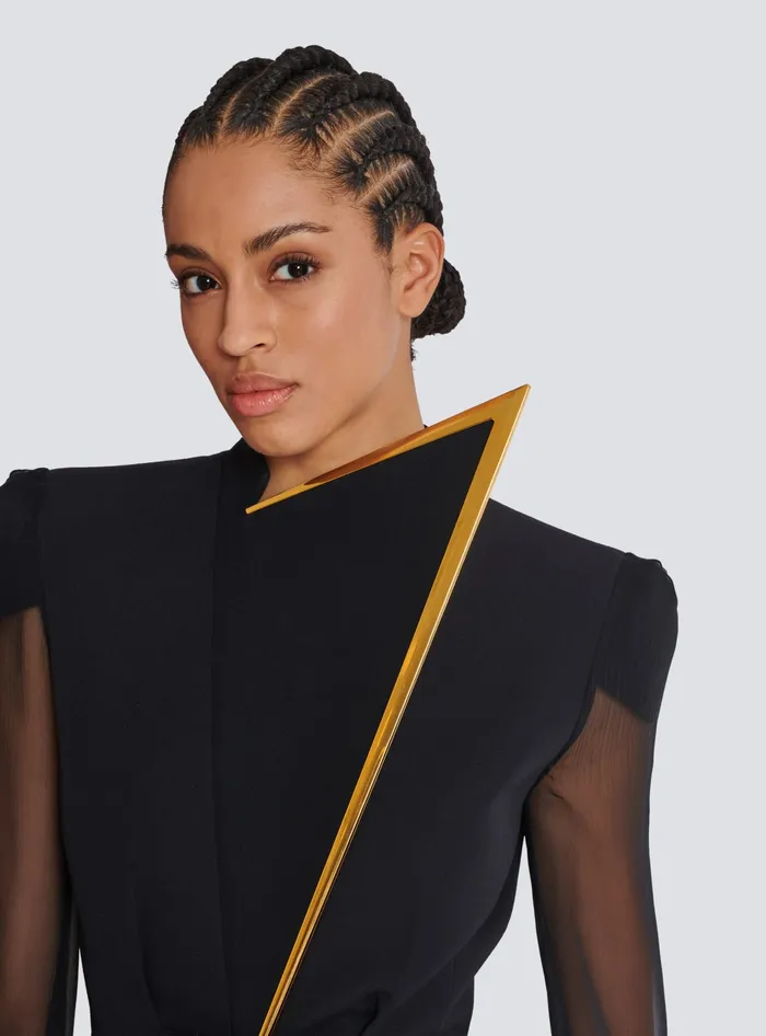 Balmain Grain De Poudre And Chiffon Jacket Black Women Jackets And Blazers
