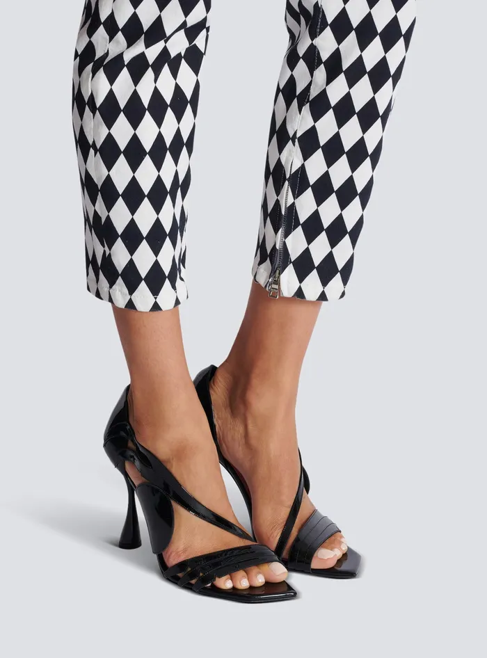 Balmain Heeled Eden Sandals In Patent Leather Black Women High Heels and Pumps