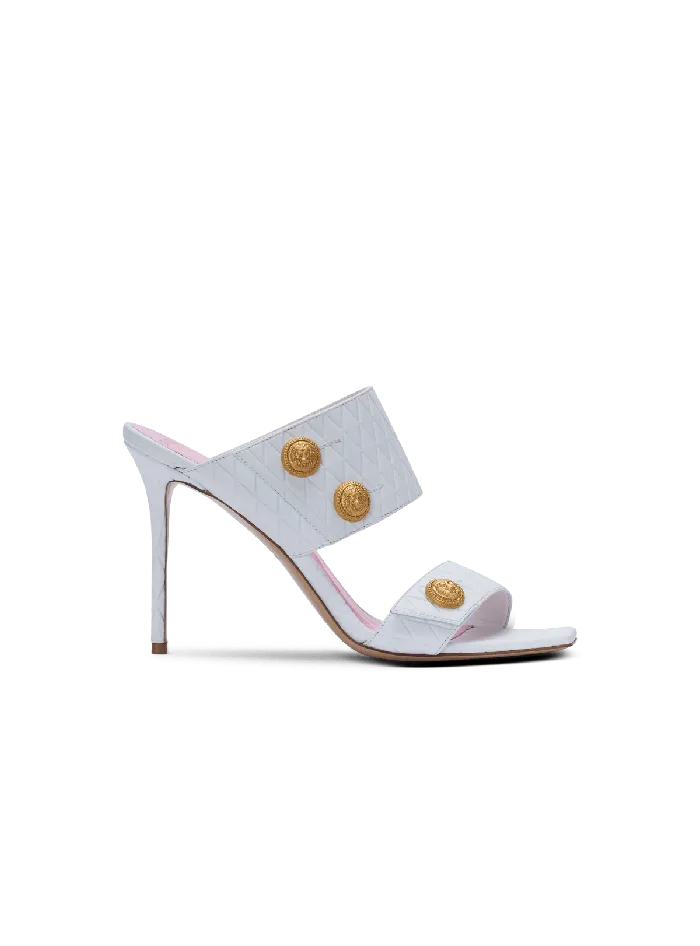Balmain Heeled Eva Leather Mules White Women High Heels and Pumps