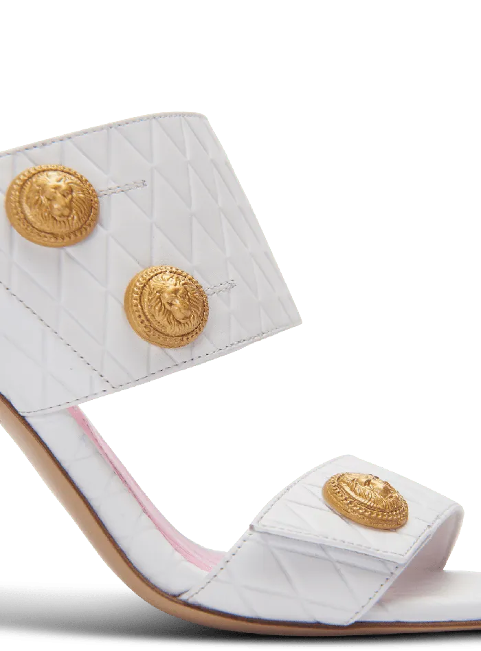 Balmain Heeled Eva Leather Mules White Women High Heels and Pumps