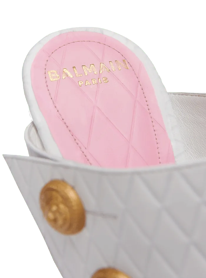 Balmain Heeled Eva Leather Mules White Women High Heels and Pumps