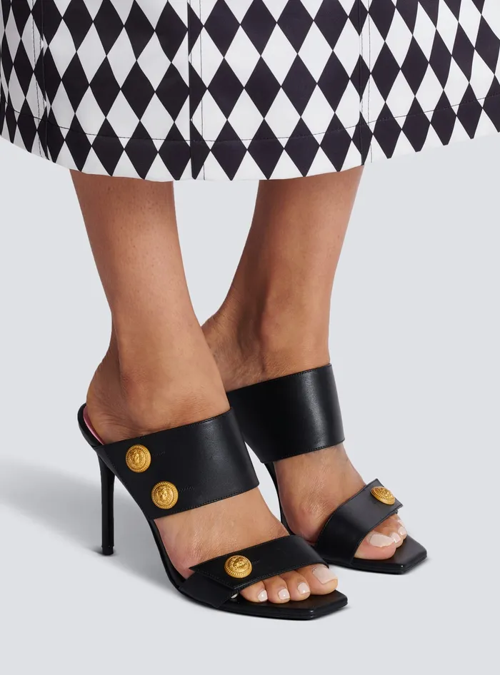 Balmain Heeled Eva Mules In Calfskin Black Women High Heels and Pumps