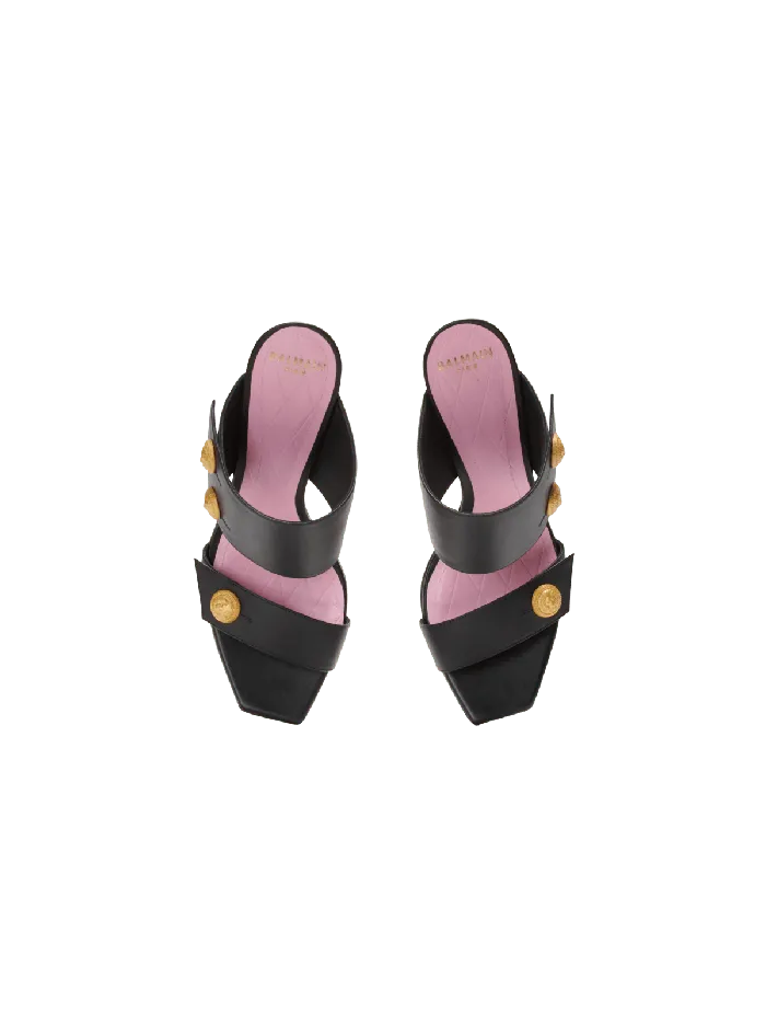Balmain Heeled Eva Mules In Calfskin Black Women High Heels and Pumps
