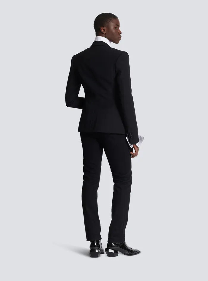 Balmain Jacket With Crystalembellished Collar Silver Men Jackets And Blazers
