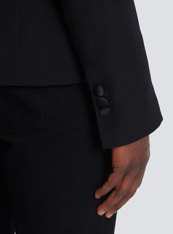 Balmain Jacket With Crystalembellished Collar Silver Men Jackets And Blazers
