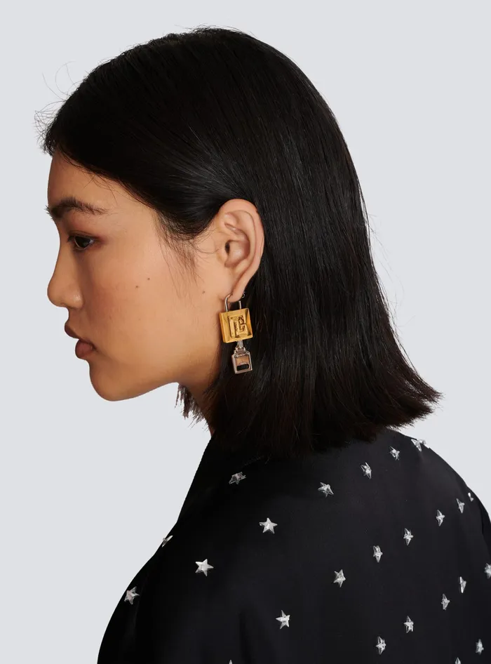 Balmain KeyandLock Earrings Gold Women Fashion Jewelry