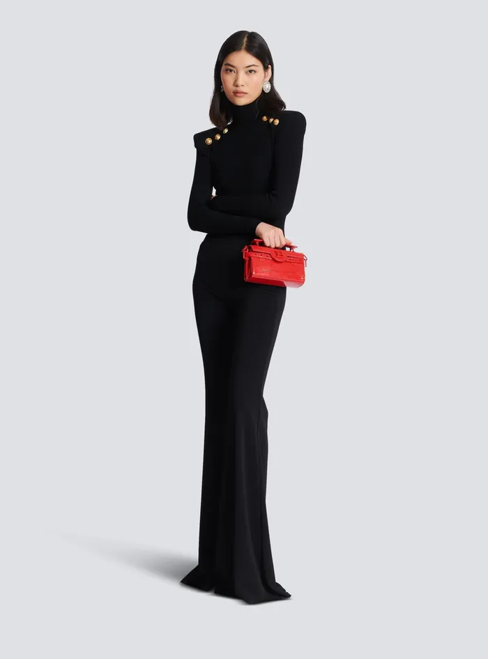 Balmain Knit Jumper With Gold Buttons Black Women Knitwear