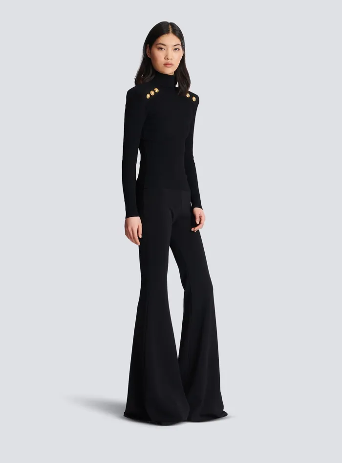 Balmain Knit Jumper With Gold Buttons Black Women Knitwear