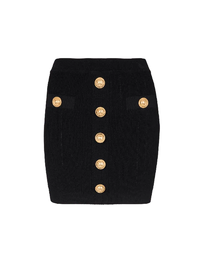 Balmain Knit Skirt With Buttons Black Women Knitwear