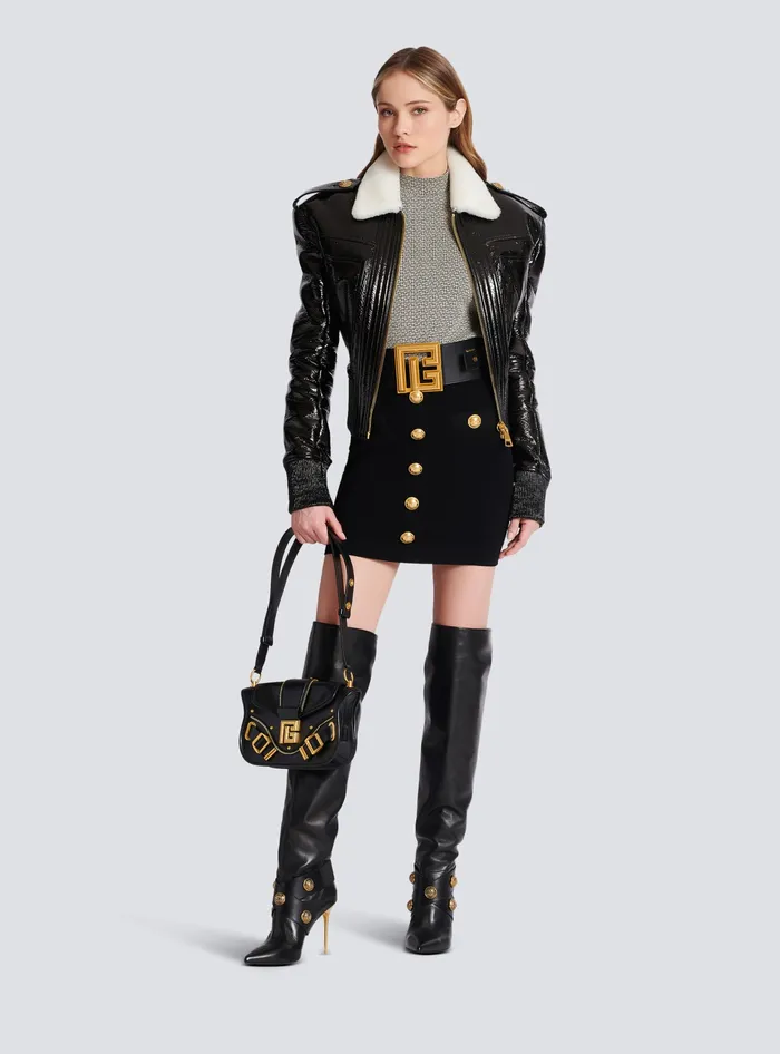 Balmain Knit Skirt With Buttons Black Women Knitwear