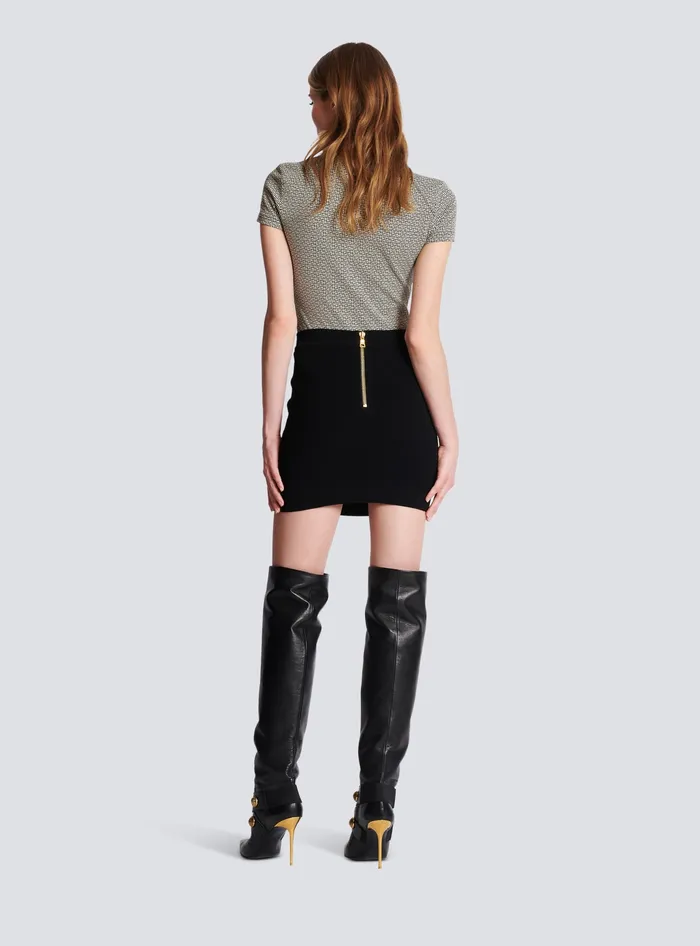 Balmain Knit Skirt With Buttons Black Women Knitwear