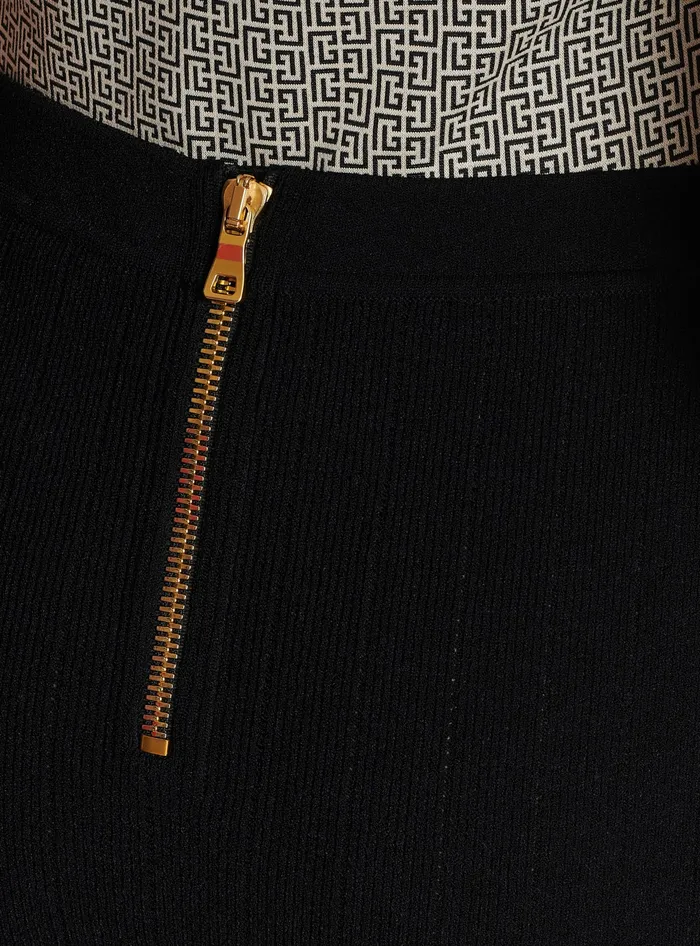Balmain Knit Skirt With Buttons Black Women Knitwear