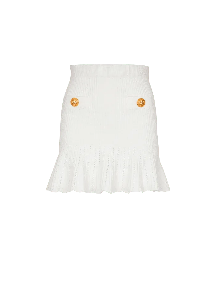 Balmain Knitted Skater Skirt White Women Skirts