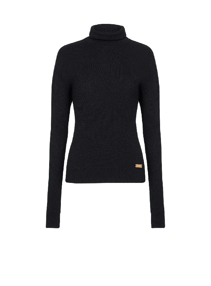 Balmain Knitted Turtleneck Jumper Black Women Knitwear