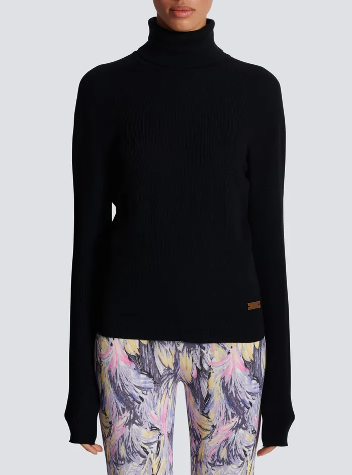 Balmain Knitted Turtleneck Jumper Black Women Knitwear