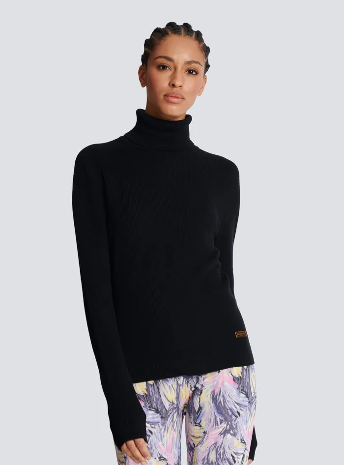 Balmain Knitted Turtleneck Jumper Black Women Knitwear