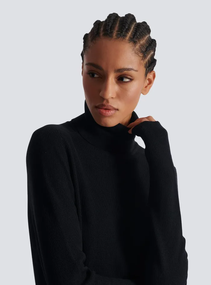 Balmain Knitted Turtleneck Jumper Black Women Knitwear