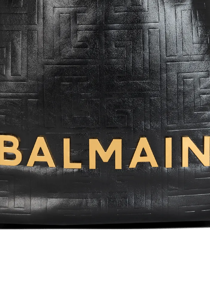 Balmain Large 1945 Soft Hobo Bag In Crinkled Calfskin Black Women Shoulder Bags