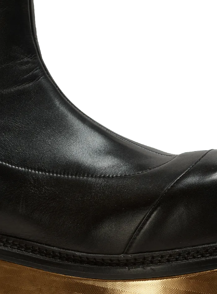 Balmain Leather Platform Boots Black Women Boots