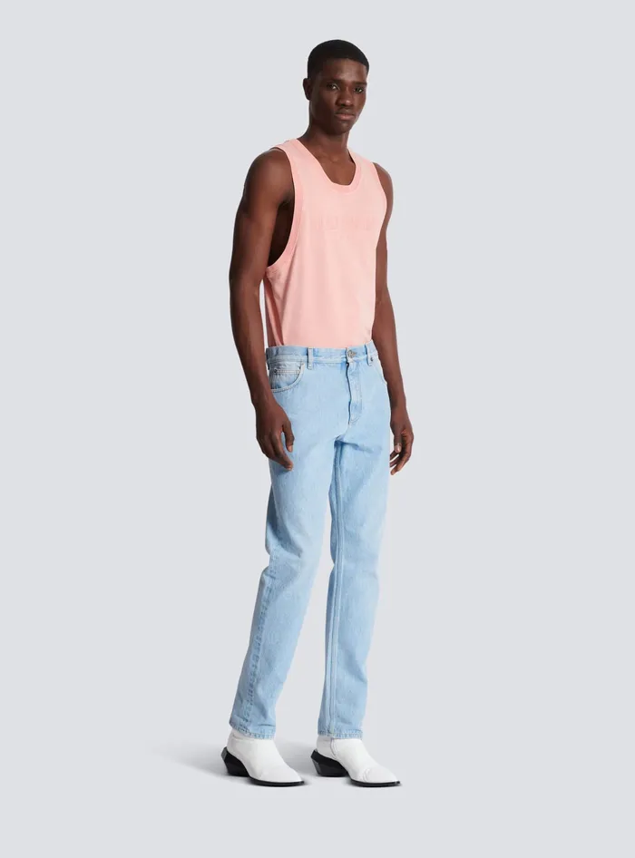 Balmain Light Blue Regularfit Denim Jeans Blue Men Denim