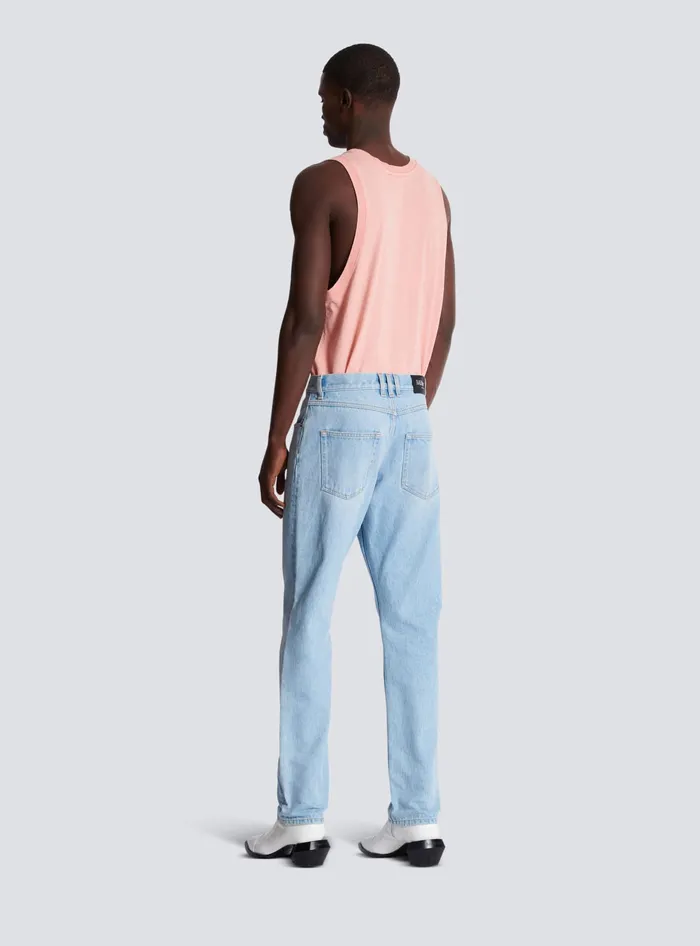 Balmain Light Blue Regularfit Denim Jeans Blue Men Denim