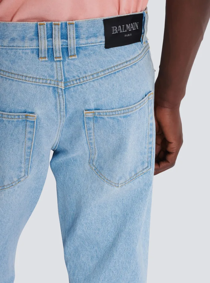 Balmain Light Blue Regularfit Denim Jeans Blue Men Denim